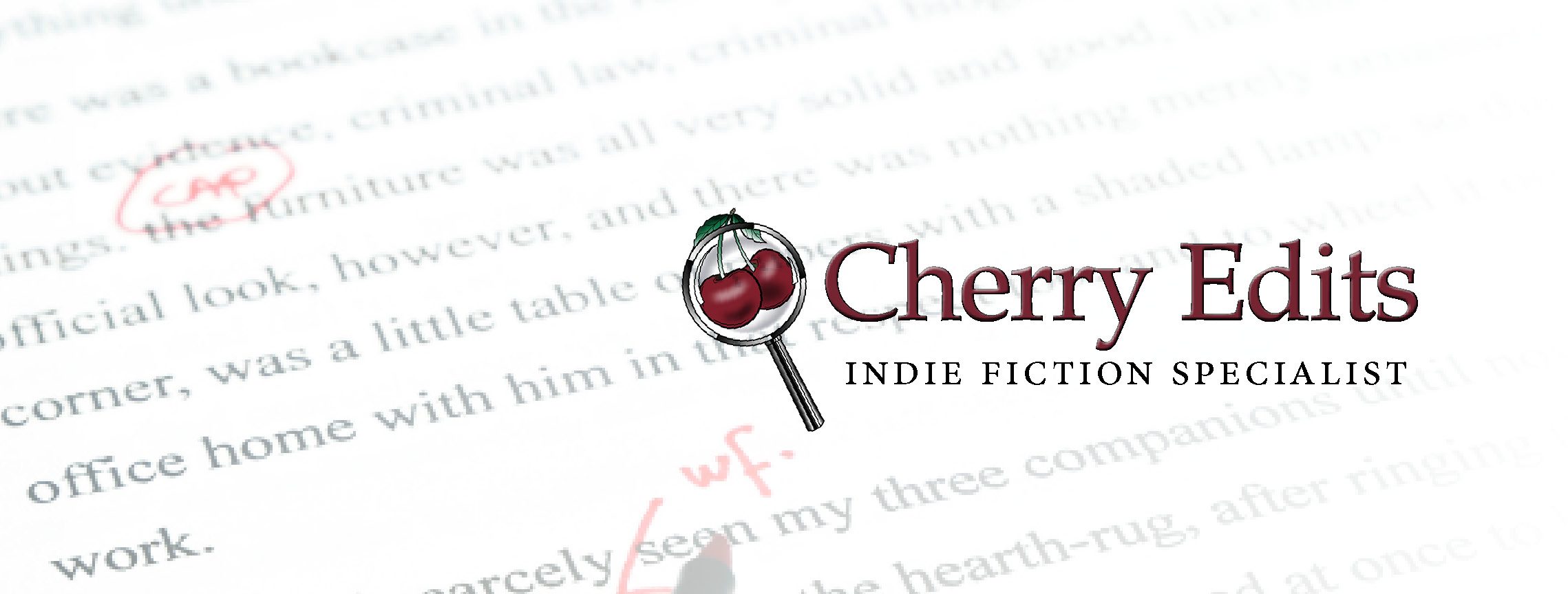 Cherry Edits logo. Cherries inside a magnifying glass