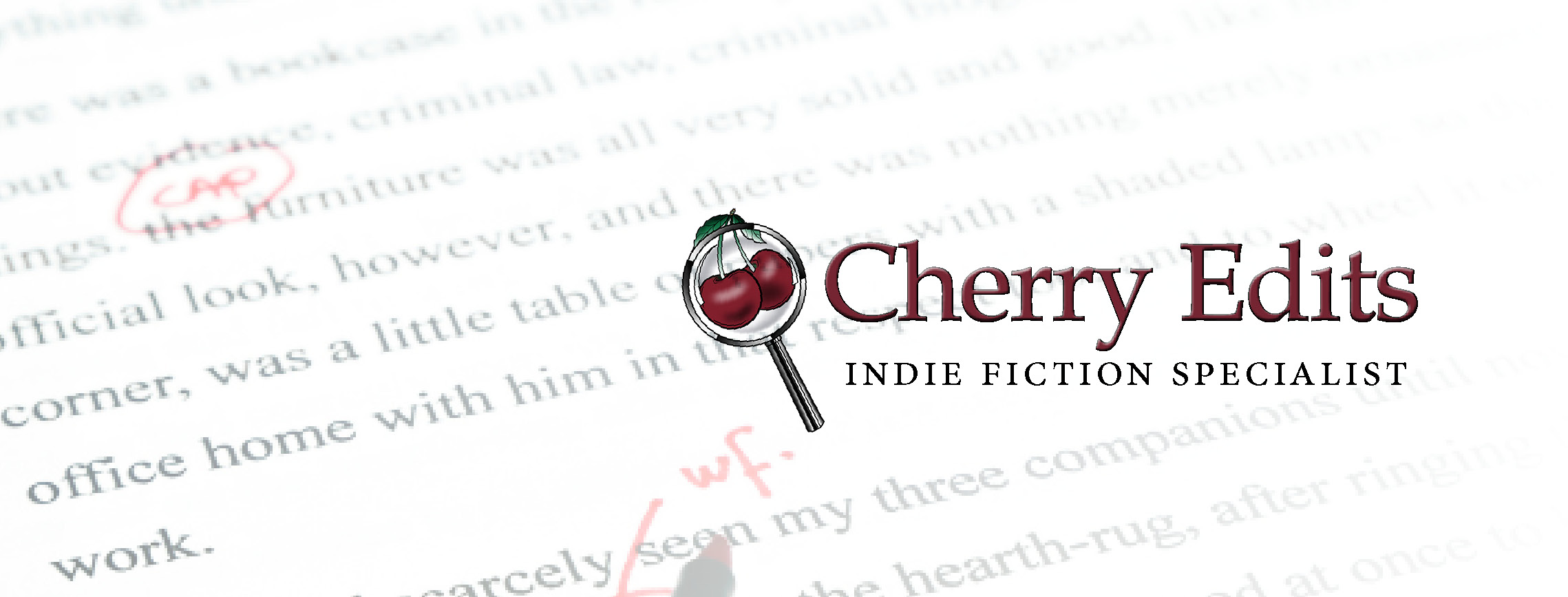 Cherry Edits logo. Cherries inside a magnifying glass