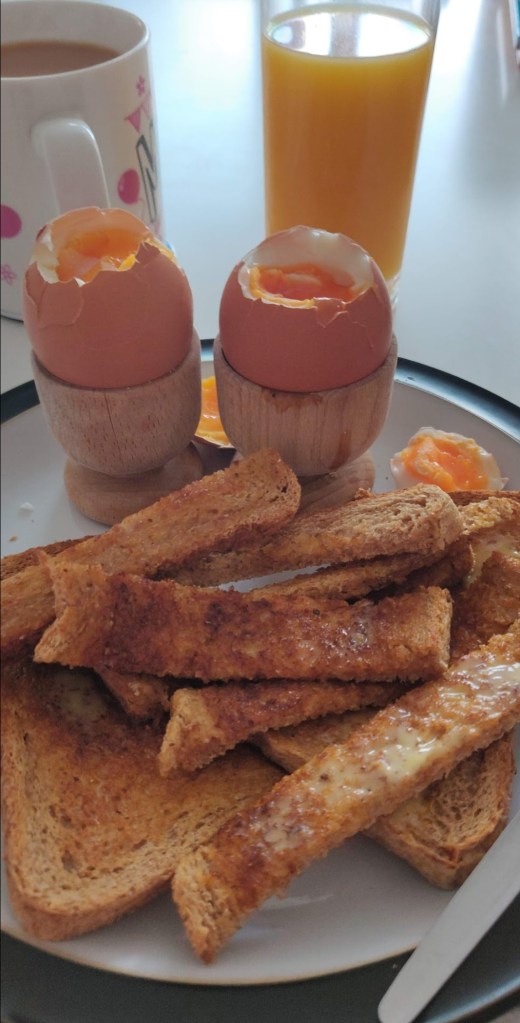 Boiled eggs and toast soldiers
