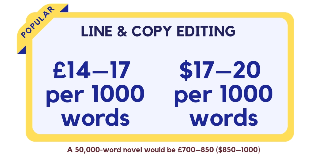 Line & Copy Editing £14 to £17 per 1000 words; $17 to $20