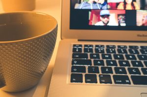 Zoom call image and coffee cup