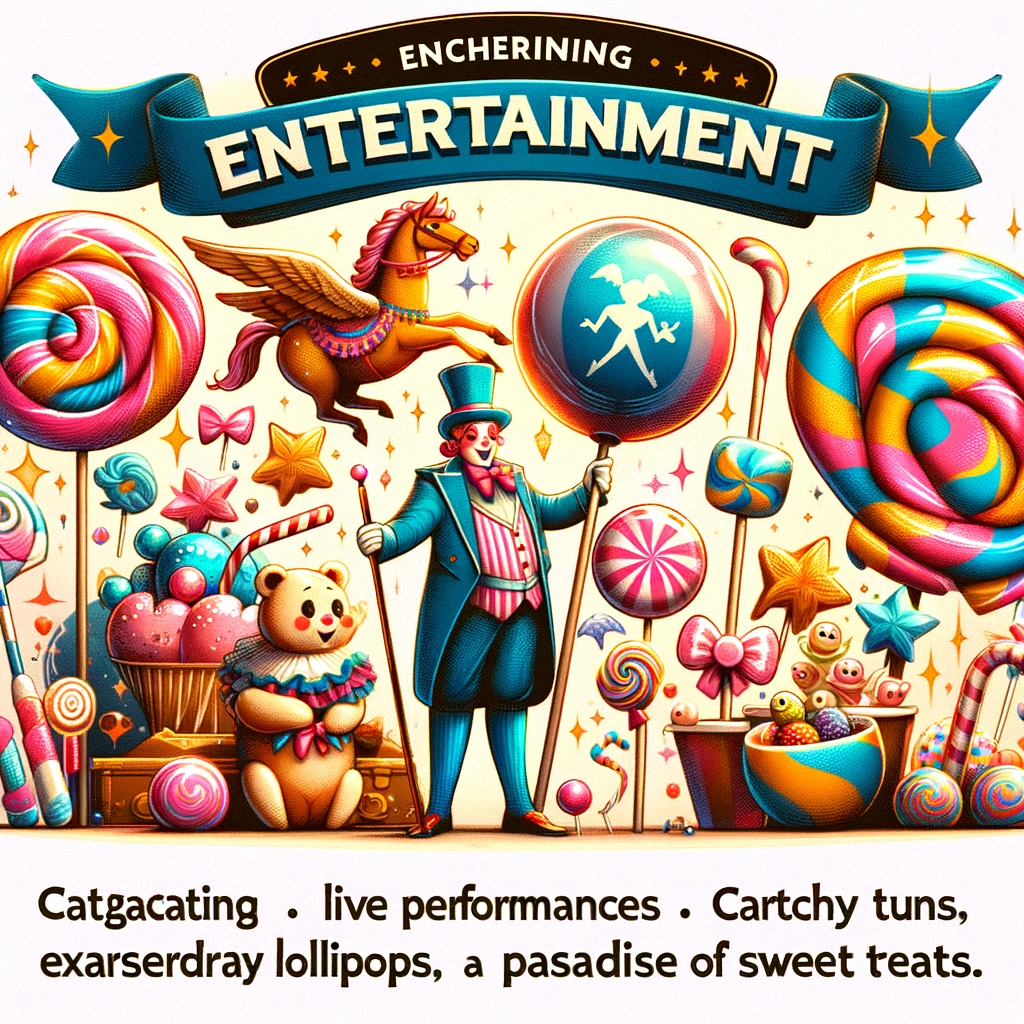 Nonsensical advert for the Willy Wonka Experience promising 'encherining entertainment'